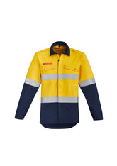 Mens Orange Flame Hi Vis Open Front Spliced Shirt - Hoop Taped-ZW140-syzmik
